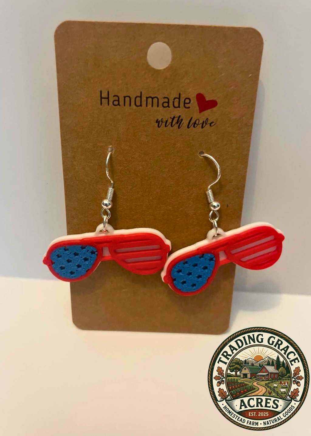 US/American Patriotic Flag Sunglasses Earrings
