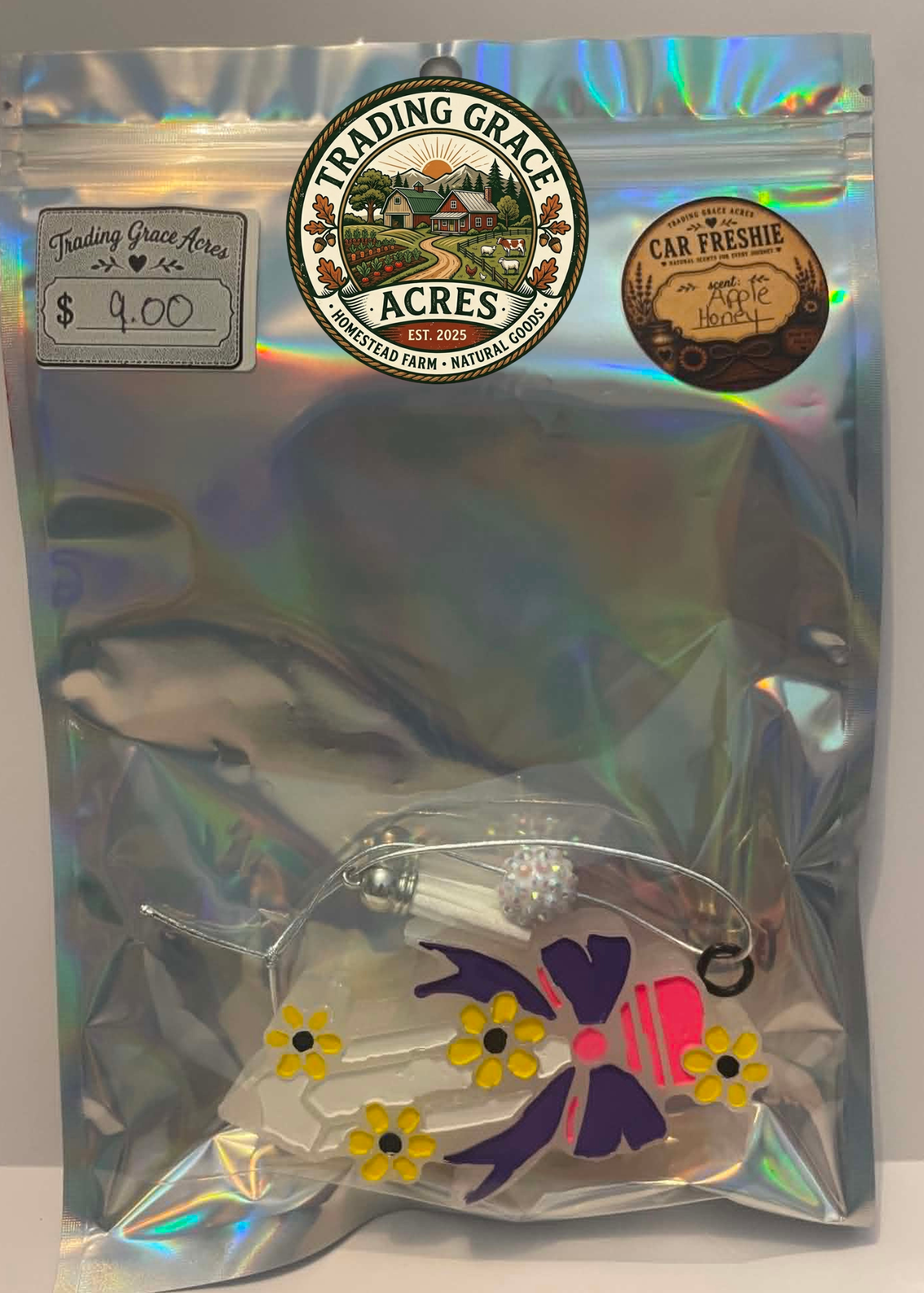 Floral Pencil Car Freshie – Apple Honey Scent